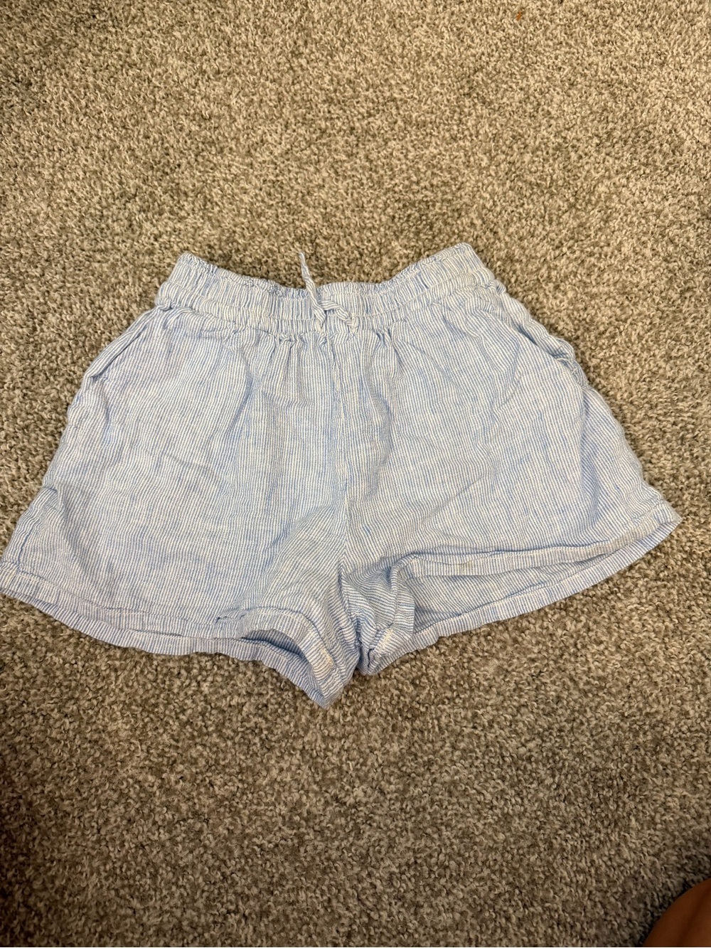 H&M Light Blue Seersucker High-Waist Shorts